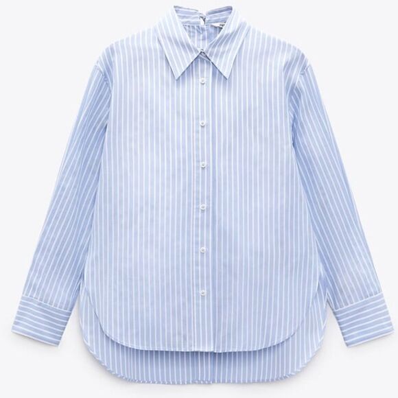 ZARA OVERSIZED STRIPED SHIRT WITH BUTTONS - Picture 8 of 12